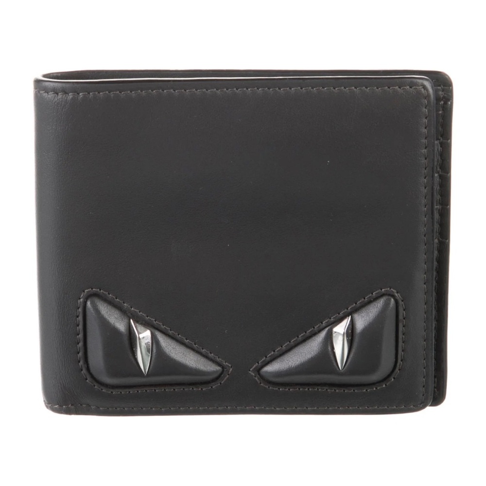 NEW Fendi Monster Eyes Motif Black Leather Bifold Wallet